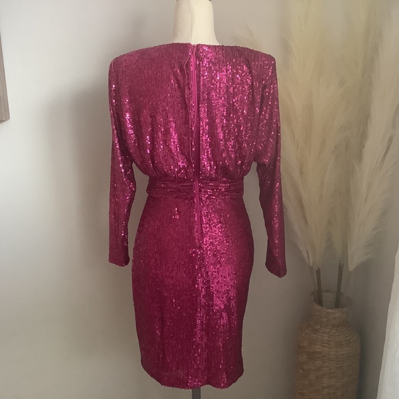 ELIZA J Women's Sequined Long-Sleeve Cocktail Dress, Size 4 - Picture 4 of 14